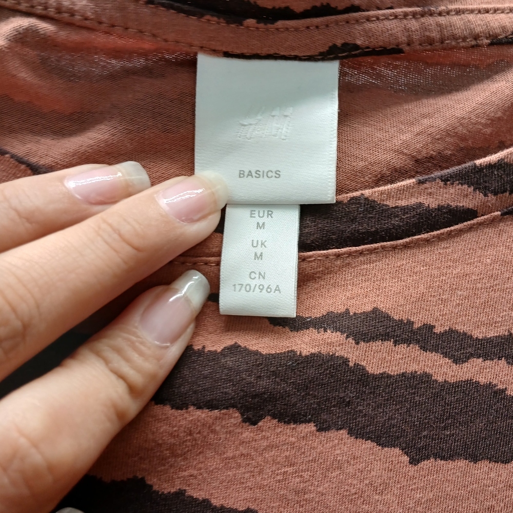 H&M Basics Brown and Black Striped Top